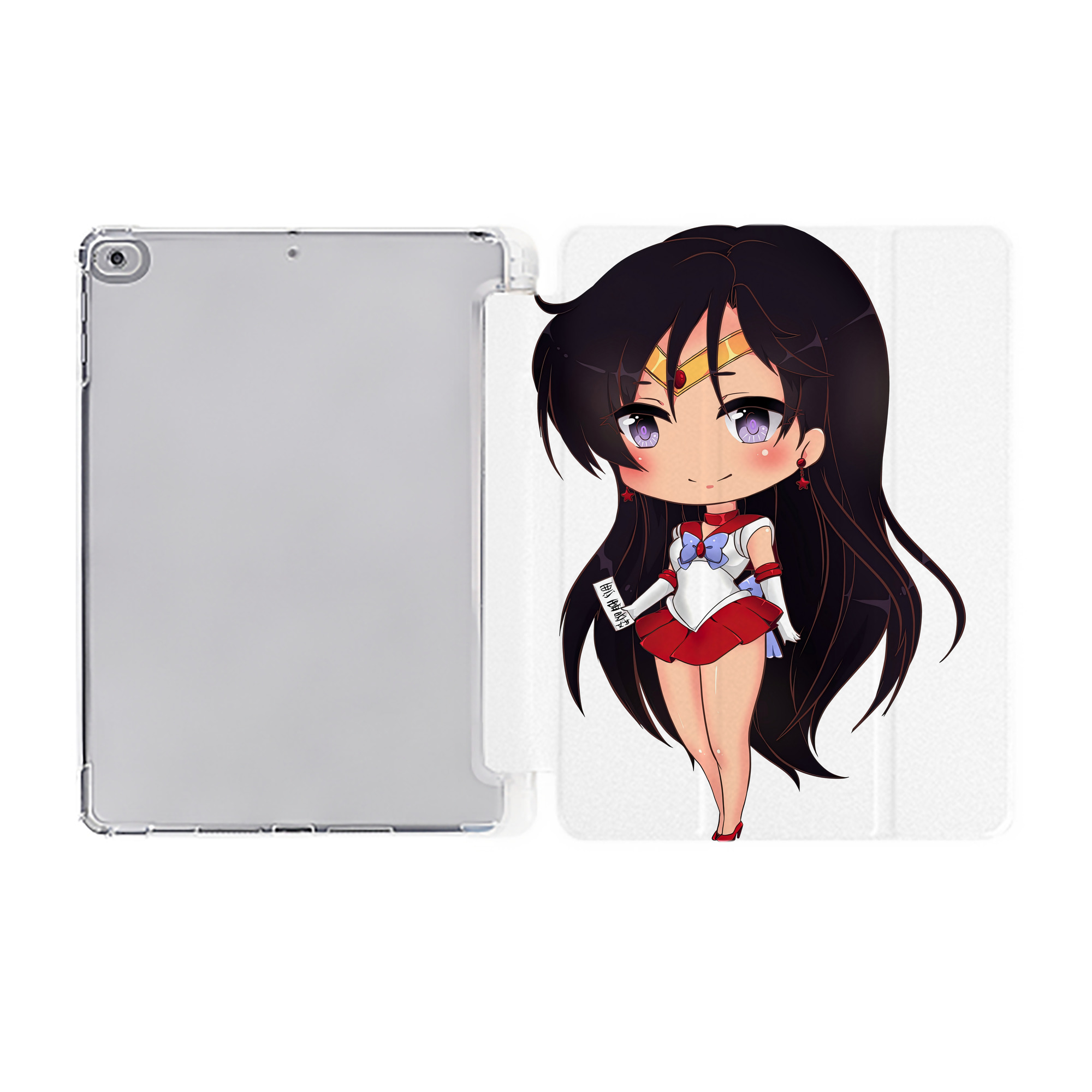 （画像用） 美少女戦士セーラームーン 火野レイ ひの レイ Sailor Moon Hino Rei （セーラーマーズ,Sailor Mars） IPad ケース ペン収納付き 三つ折りスタンド PUレザー×シリコン 対応機種9.5/10.5/10.9インチ